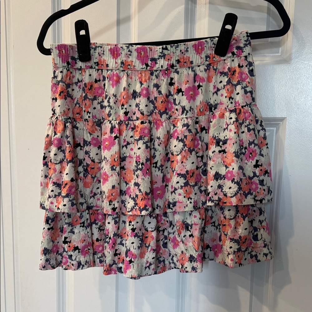 Universal Thread Floral Tiered Mini Skirt Size Small Pink Boho